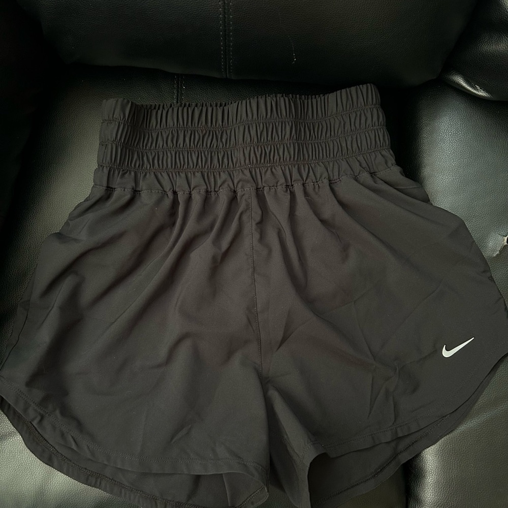 Nike Women’s Black Smocked-Waist Athletic Shorts